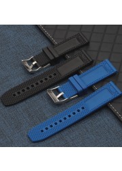 22mm 24mm black blue soft rubber silicone watchband bracelet for navitimer/avenger/breitling strap buckle logo on free tools