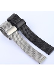 18mm 20mm 21mm 22mm 24mm Universal Milanese Watchbands Quick Release Watch Band Mesh Stainless Steel Strap Wristband Black