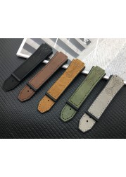 Convex Real Leather Silicone Rubber Watchband 25*17mm for Hublot Strap for Big Bang Strap Watch Band Authentic Bracelet Logo