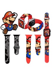 Super Mario Pokemon Silicone Strap for Apple Watch Band 44mm 40mm 38mm 42mm Silica Gel Watchband Accessories Iwatch 3 4 5 6 7