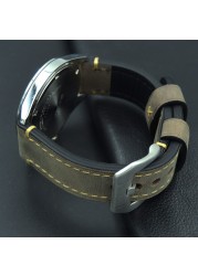 Men's Genuine Leather Bracelet 20 22 24 26mm Thickness High Quality Fashion Watch Band Gray