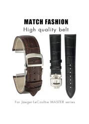 20mm 21mm Cowhide Leather Watchband Fit For Jaeger-LeCoultre Master Watch Strap Soft Black Brown Blue Leather Bracelets Folding Buckle