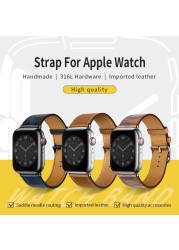 Kebitt High Quality Genuine Leather Single Round iWatch Smart Watch Strap for Apple Watch 7 6 Se 5 4 3 Strap 40mm 44mm 41mm 45mm