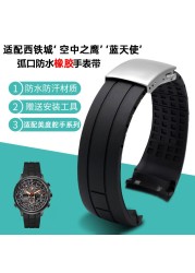 No Dust Watchband for Citizen Air Eagle Arc Mouth Rubber Watch Strap Mido Rudder M005 Waterproof Black Watch Band 23mm