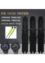 For Casio PRW-3000/3100/6000/6100Y PROTREK Mountaineering Sport Silicone Watchband With Adjustable Strap Accessories Men