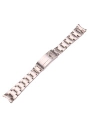 20mm 316L Stainless Steel Watches Bracelet Silver Brushed Metal Curved End Replacement Link Deployment Clasp Watch Strap