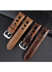 Retro Watch Strap 20mm 22mm 24mm Genuine Leather Watches Men Women Wristwatch Accessories Correa Samsung Galaxy Active 2