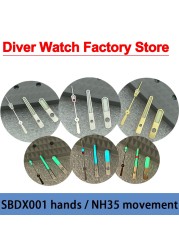 High Quality SBDX001 MM300 Watch Hand Stainless Steel Blue/Green Luminous Suitable For NH35/36 Automatic Movement Watch Parts