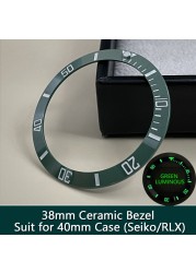 Sub green ceramic bezel insert super C3 green/blue luminous watch case outer ring 38mm*30.6mm suit for 40mm GMT NH35 series watch