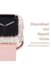 Loose Style 44mm Bling Case For Apple Watch 7 SE 6 5 4 3 40mm Frame Bronze Metal Jewelry Protective Cover 41mm Crystal 45mm