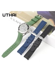 20mm Soft FKM Fluorine Rubber Strap Watch For Men And Women Watchband Universal Waterproof Silicone Watch Strap UTHAIG28