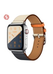 ShengOne Leather Bracelet Fashion Exquisite Bracelet for Apple Watch 7 6 SE 5 4 45 44 42mm Two Tone Replacement Strap 3 2 41 40 38