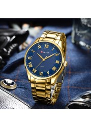 CURREN Men's Watch Stainless Steel Band Luminous Quartz Wrist Watches Male Creative Design Golden Clock Relogio Masculino