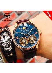 Ailang original master top brand men watch high quality 2019 latest design double tourbillon watch men swiss automatic hollow mechanical watch sport fashion trend casual business waterproof luminous watch