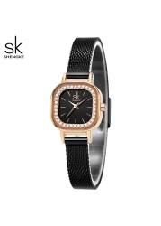 Fashion Women Simple Wristwatch Rhinestone Dial Decoration Quartz Movement Watches for Women Holiday Gifts Stainless Steel Wristwatch