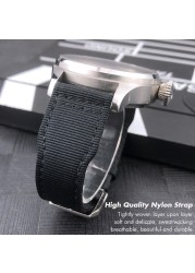 20mm 21mm 22mm Nylon Fabric Genuine Leather Watch Band Fit For IWC Watches Spitfire Pilot Mark 18 Top Gun Strap Pin Buckle