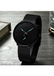 Fashionable Quartz CRRJU Men's Watches Luxury Fashion Slim Mesh Water Resistant Watches