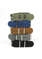 Ribbed NATO Strap 20mm 22mm Nylon Watch Strap Braid Ballistic Fabric Watchband Replacement for Military Watch Accessories