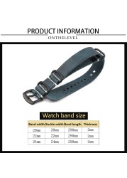 Genuine Leather NATO Strap Antique Watch Band 20mm 22mm 24mm Handmade Zulu Strap for Watch Replacement Accessories