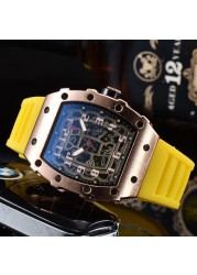 New Luxury 3-pin Transparent Bezel Quartz Watch Men Automatic Watch Men Designer Wristwatches Waterproof Reloj Hombre