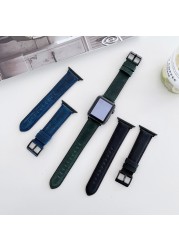 Leather strap for apple watchband 44mm 40mm 45 41mm 38mm 42mm single round wirstband bracelet for iWatch series 5 4 3 6 se 7 band