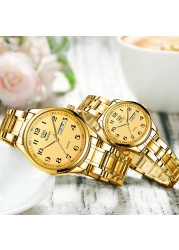 OLEVS Couple Watches Men and Women Romantic Couple Pair Quartz Wristwatch for Lover Waterproof Calendar Annicersary Gift Set