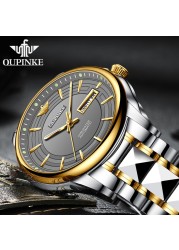 OUPINKE Luxury Brand Men Automatic Mechanical Watches Waterproof Stainless Steel Strap Watches Luxury Sapphire Mirror Male