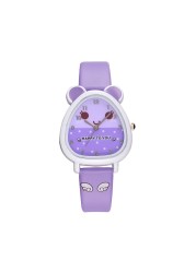 New leisure fashion cartoon dial children's watch different color strap girls beautiful quartz watch