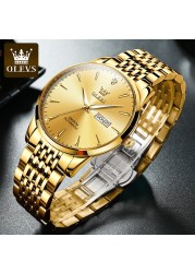 OLEVS Luxury Stainless Steel Mechanical Watches for Men Waterproof Automatic Watch Calendar Luminous Men Mechanical Wristwatches