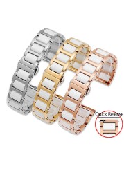 Ceramic Bracelet In Stainless Steel Watchband Watch Band Strap White Women Man Fashion Wristwatches 12 13 14 15 16 17 18 20 22mm