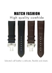 Genuine Leather Watchband 22mm 23mm 24mm Fit For Tissot T035 617 627 439 Brown Black Calfskin Watch Strap Butterfly Clasp Tools