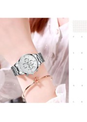 NIBOSI 2021 Women Fashion Watches Luxury Brand Ladies Wristwatches Stainless Steel Waterproof Girl Gift Quartz Watch Female