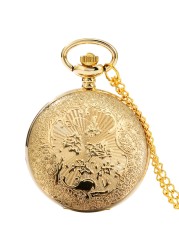 2022 New Unisex Gold Quartz Face Chain Pocket Watch Transparent Dripping Glue Diamond Bee Pattern Birthday Gift for Friend