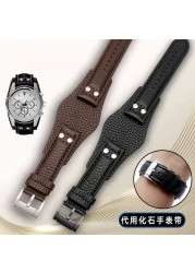 For Fit Fossil FS5088 FS4656 BQ1718 FS4616 4617 JR1401 1437 FTW1163 Watch Band Leather Strap 22 24mm With Strap Tray