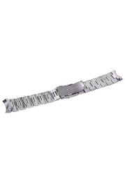 Rolamy 22mm Sliver All Brush Stainless Steel Wrist Watch Band Replacement Metal Watchband Bracelet Double Push Clasp for Seiko