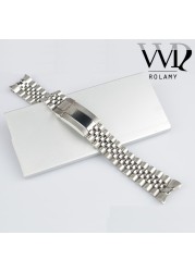 Rolami 20 21mm Silver Replacement Wrist Watch Band Strap Jubilee Bracelet with Oyster Clasp for Rolex GMT Master II Datejust