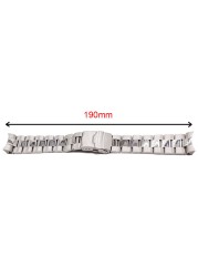 Rolamy - Metal watch band, 22mm, silver, stainless steel, double push clasp for Seiko