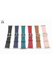 Lebanda Classic Fit Strap For Apple Watch Series 7 6 SE 5 4 3 Strap Fit For iwatch Calfskin Leather Modern Design Square Buckle