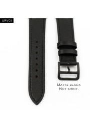 URVOI One Round Ring For Apple Watch 7 6 SE 5 4 3 Strap For iwatch Luxury Strap Genuine Swift Handmade Leather Ring Nior Black