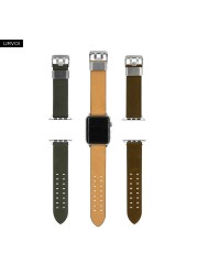 URVOI Genuine Band for Apple Watch Series 7 6 SE 5 4 3 2 1 Crazy Horse Leather Strap for iWatch 41 45mm Double Pin Metal Buckle