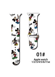 Disney Solo Strap Loop For Apple Watch Band 44mm 40mm 38mm 42mm Mickey Minnie Silicone Bracelet iwatch 6 5 4 3 SE 7 45mm 41mm