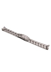 CARLYWET - 316k Silver Steel Curved End Watch Band 22mm Replacement Double Push Buckle for Seiko