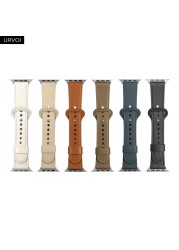 URVOI Leather Strap for Apple Watch Series 7 6 SE 5 4 3 Breathable Sports Strap Fold Pin Buckle Modern Design for iWatch 41 45mm