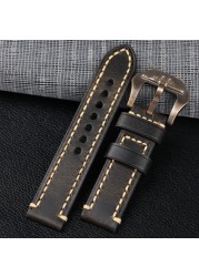 Handmade Bronze Submarine Buckle Watchband 22 24 26mm Brown Blue Black Suitable for BAM Bronze Watch Men Bracelet