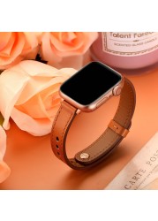 Slim Leather Watch Strap for Apple Watch Series Band 7 6 4 5 3 SE Bracelet for iWatch 41mm 45mm 38mm 42mm 40mm 44mm Wristbands