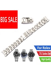 CARLYWET 20mm Middle Gold Solid Watch Band Curved End Screw Links Steel Clasp Bracelet For Rolex Oyster Subamriner Daytona GMT