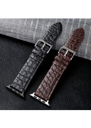 Suitable For Apple Watch Leather Strap iWatch 6/5 strap Crazy Horse brown pattern iwatch 7/SE strap ultra-thin crocodile leather