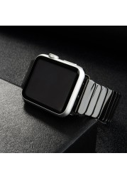 Ceramic strap for Apple Watch band 44mm 40mm 45mm 41mm 42mm 38mm accessories stainless steel bracelet iWatch series 7 6 5 4 3 se