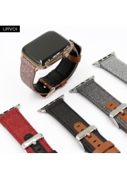 URVOI حزام ل أبل ساعة 7 6 SE 5 4 3 2 1 الفرقة ل iwatch قماش الفرقة 41 45 مللي متر براني نمط جلد الظهر ساعة accessoiries