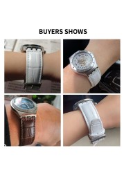 Genuine Leather Watch Strap For Swatch YCS YAS YGS Pin Buckle 17mm 19mm Female Watch Band Blue Red Black Accessories Watchband